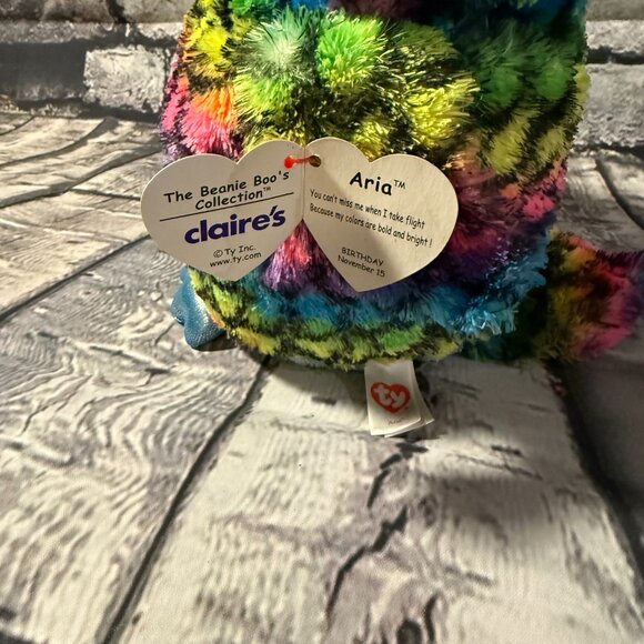 TY ARIA the OWL Beanie Boo Buddy Medium 10” Claire’s Exclusive/Retired - NEW - Picture 7 of 12